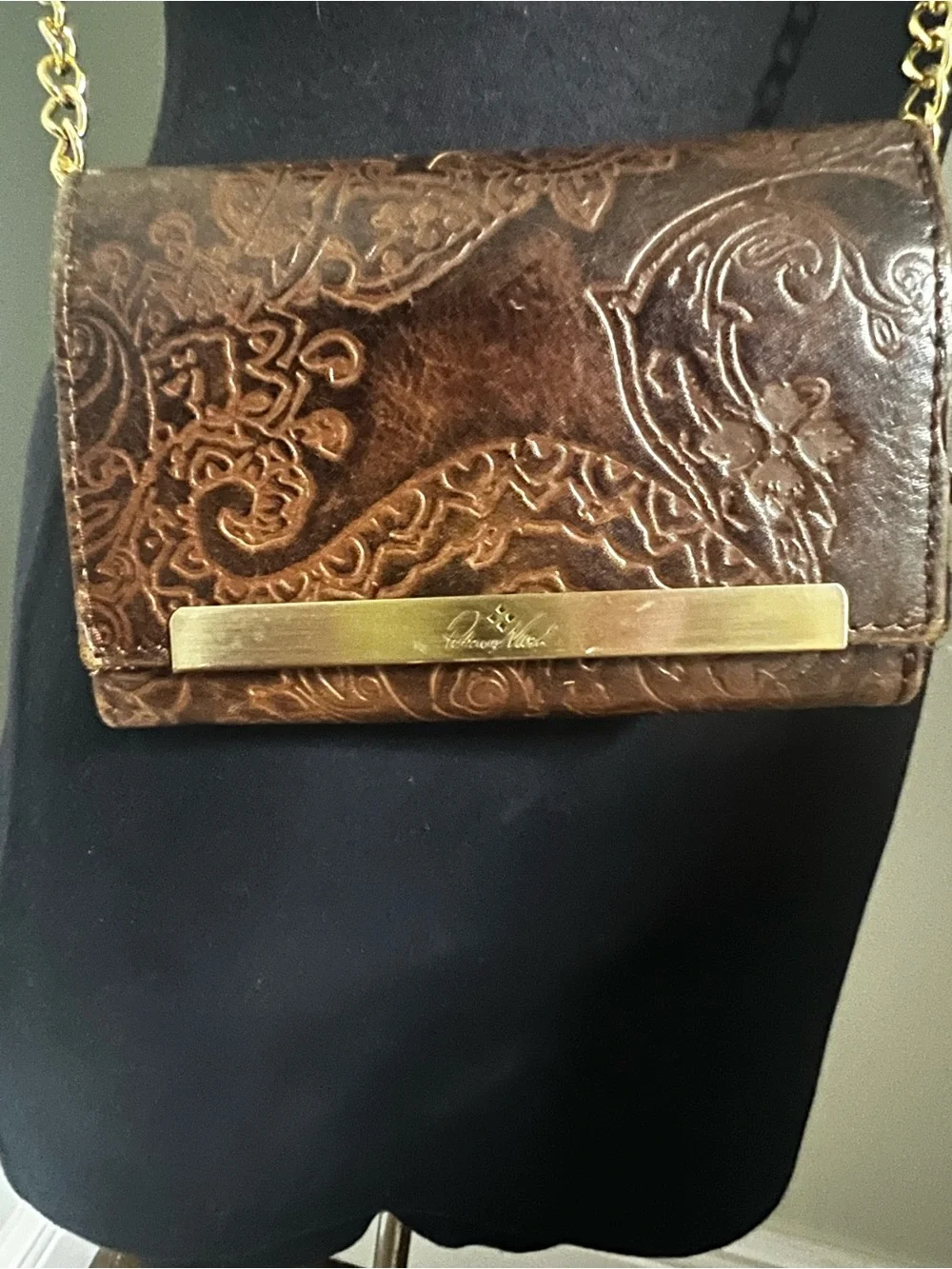 Patricia Nash Vintage Tooled Leather Trifold Wallet Organizer